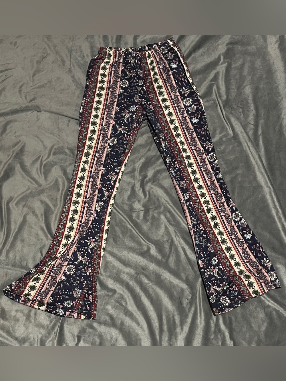 Fashion nova Boho Floral Stripe Wide-Leg Pants - Navy, Pink, Cream